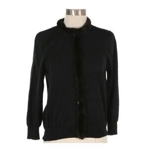Prada 2013 Black Virgin Wool & Mohair Cardigan with Mink Fur Trim – Size IT 46